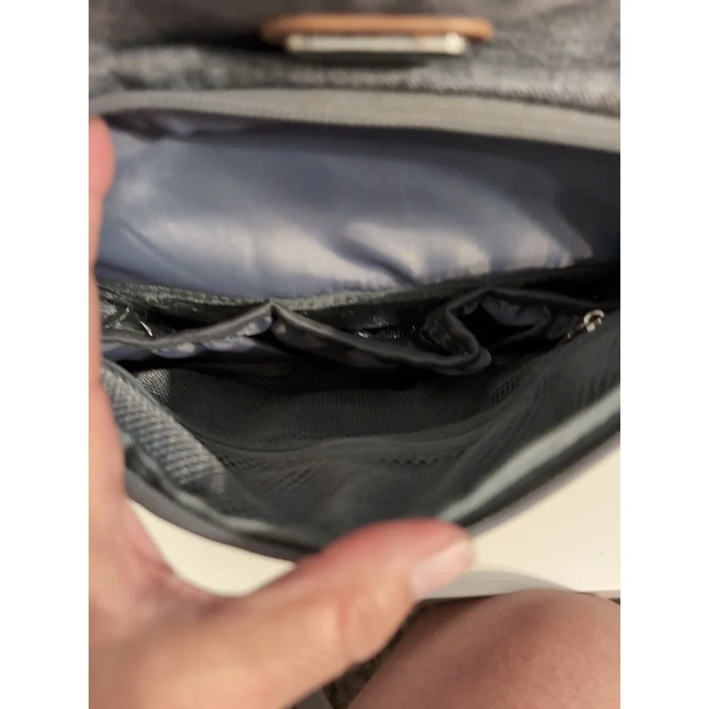 DIKALSLON Gray w/Brown Trim Backpack/Baby Bag Large Pockets Galore‎